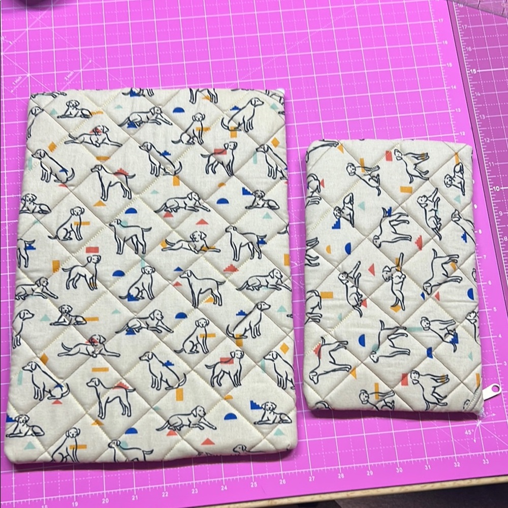 Dog Print Quilted Pouch Set - Picture 2 of 2